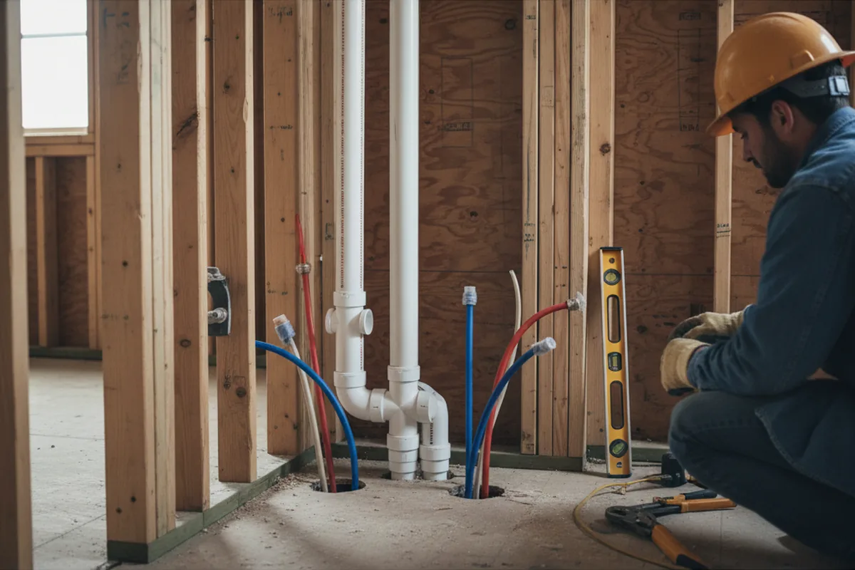 Drain and supply rough-in during Sump Pump Repair in Blythe